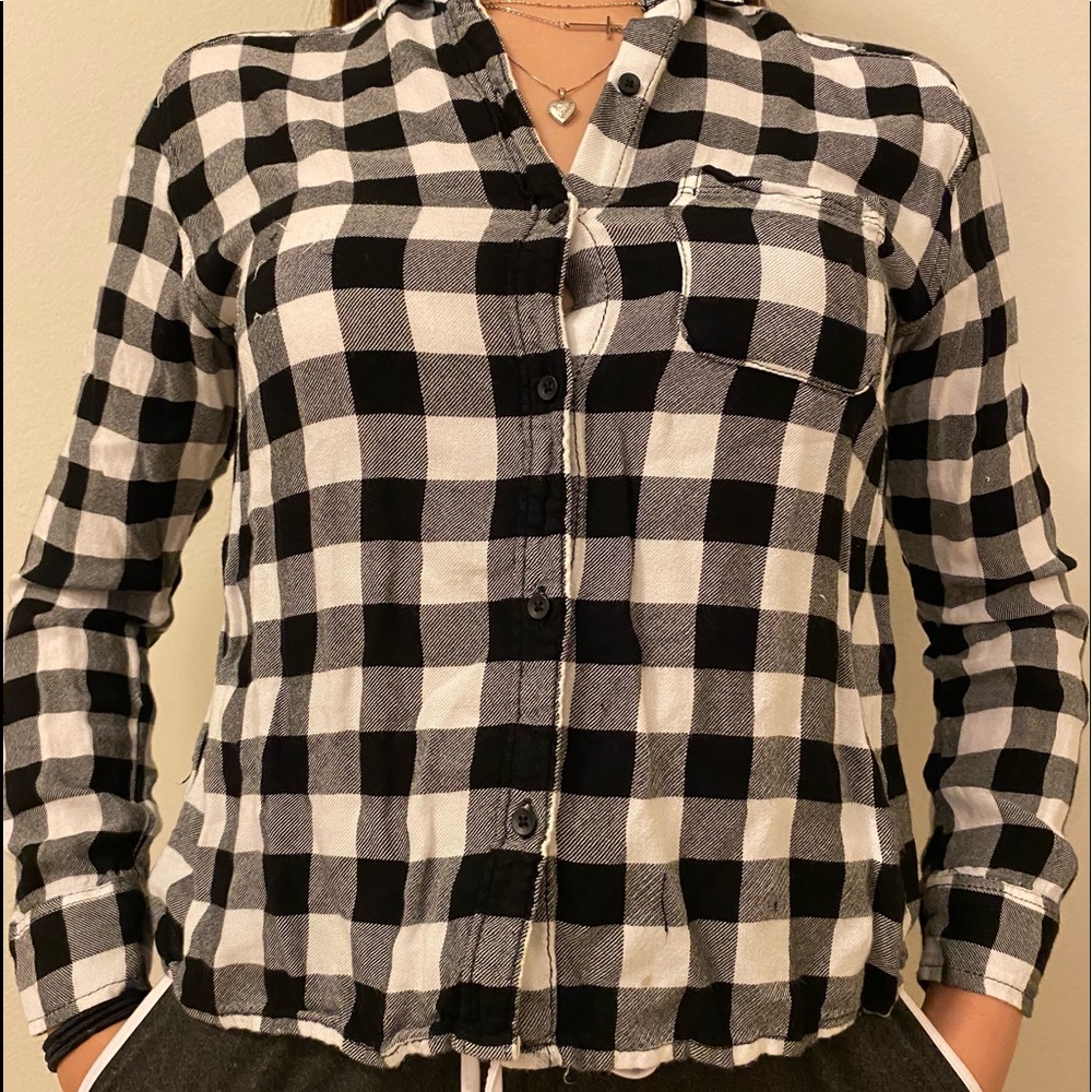 “Abercrombie Black and White Flannel with Lace”